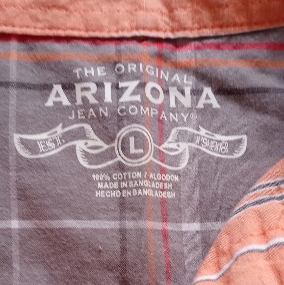 ARIZONA BOYS' STRIPED  LONG SLEEVE SHIRT. SIZE L/G (14-16). COLOR  ORANGE - Picture 3 of 11